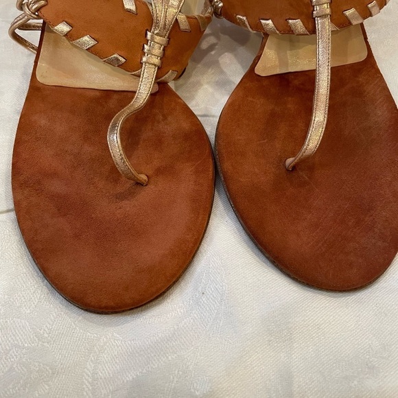 Jimmy Choo Sandals low kitten heel thong open back brown leather designer - Picture 3 of 10